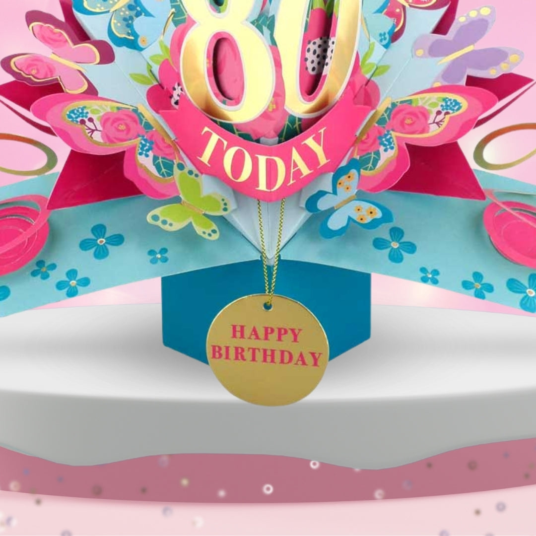 80 Today Happy 80th Birthday Pop Up Greeting Card