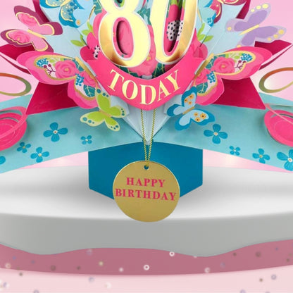 80 Today Happy 80th Birthday Pop Up Greeting Card