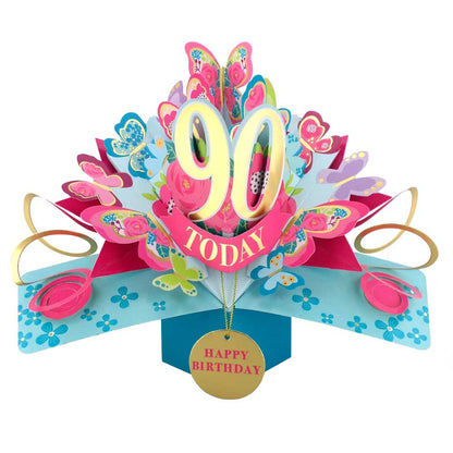 90 Today Happy 90th Birthday Pop Up Greeting Card
