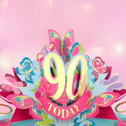 90 Today Happy 90th Birthday Pop Up Greeting Card