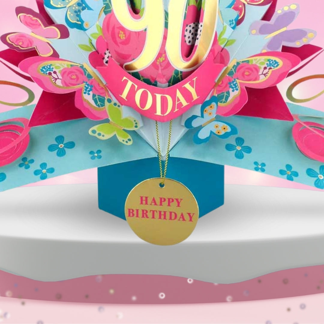 90 Today Happy 90th Birthday Pop Up Greeting Card