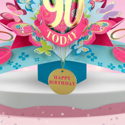 90 Today Happy 90th Birthday Pop Up Greeting Card