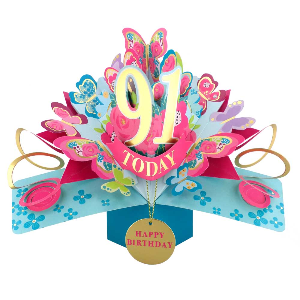 91 Today Happy 91st Birthday Pop Up Greeting Card