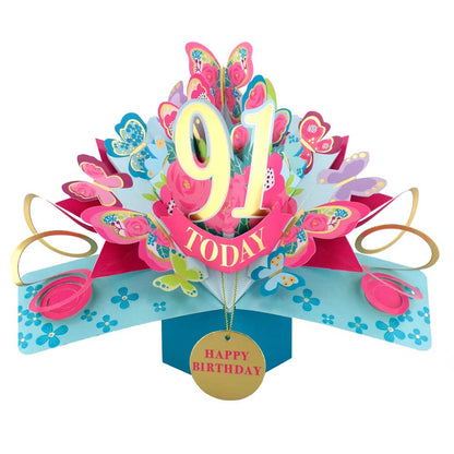 91 Today Happy 91st Birthday Pop Up Greeting Card