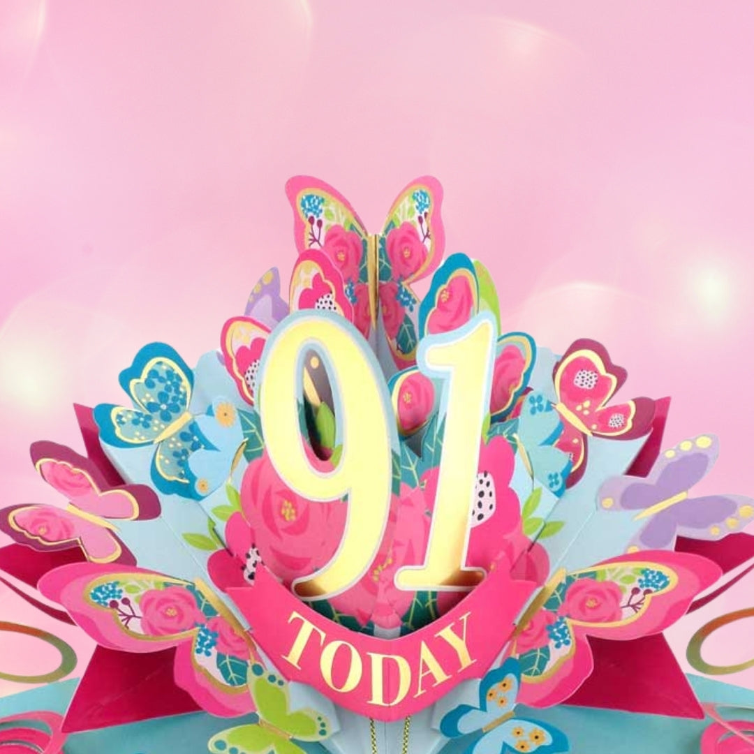 91 Today Happy 91st Birthday Pop Up Greeting Card