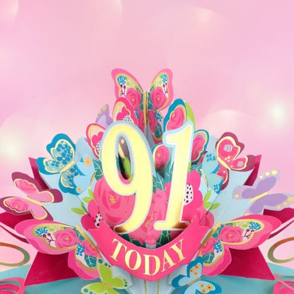 91 Today Happy 91st Birthday Pop Up Greeting Card