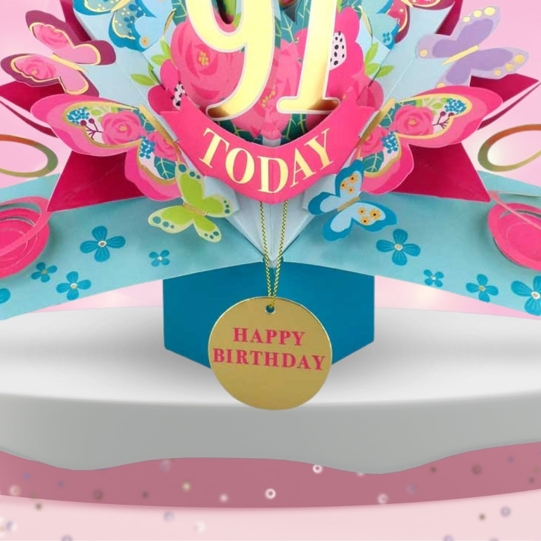 91 Today Happy 91st Birthday Pop Up Greeting Card