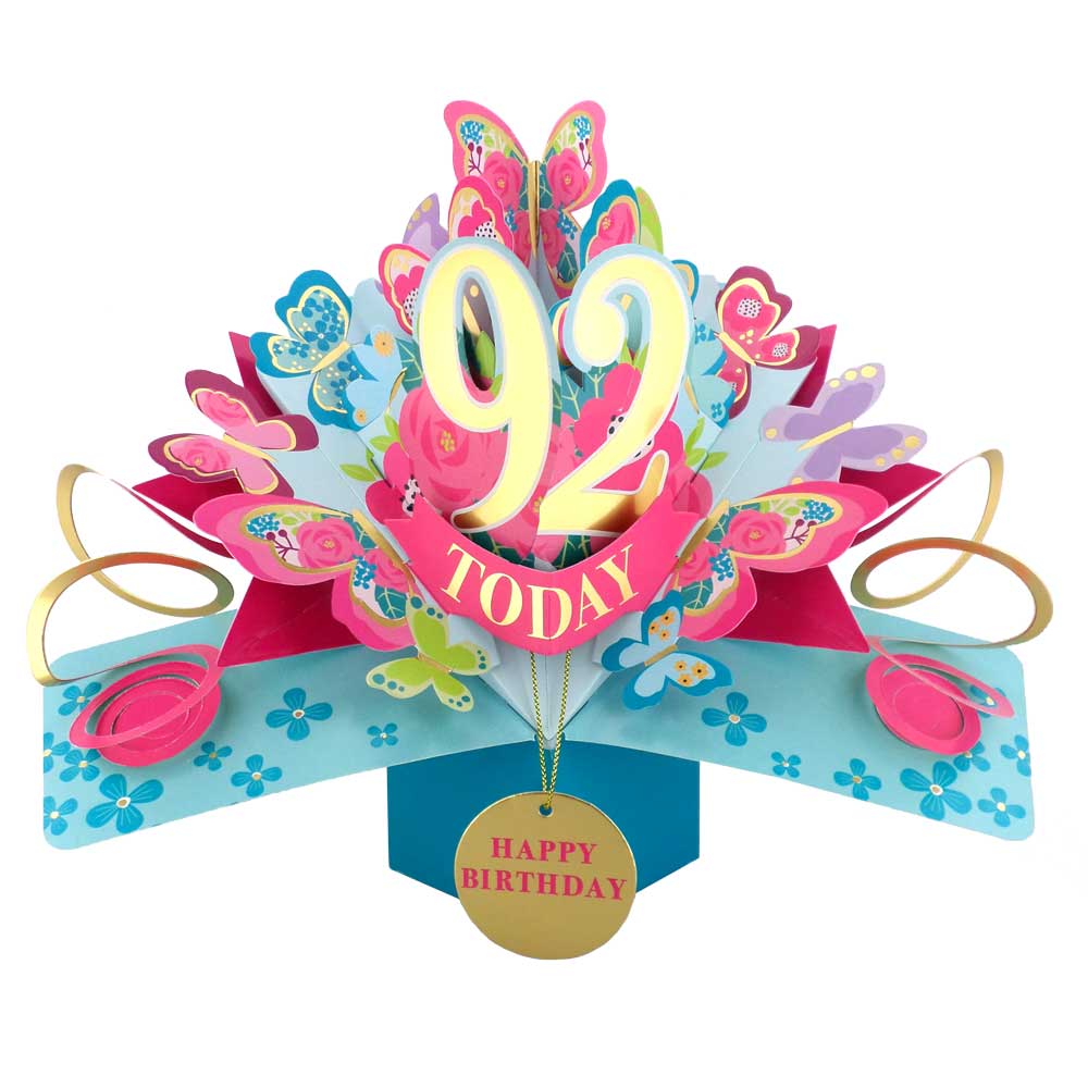 92 Today Happy 92nd Birthday Pop Up Greeting Card