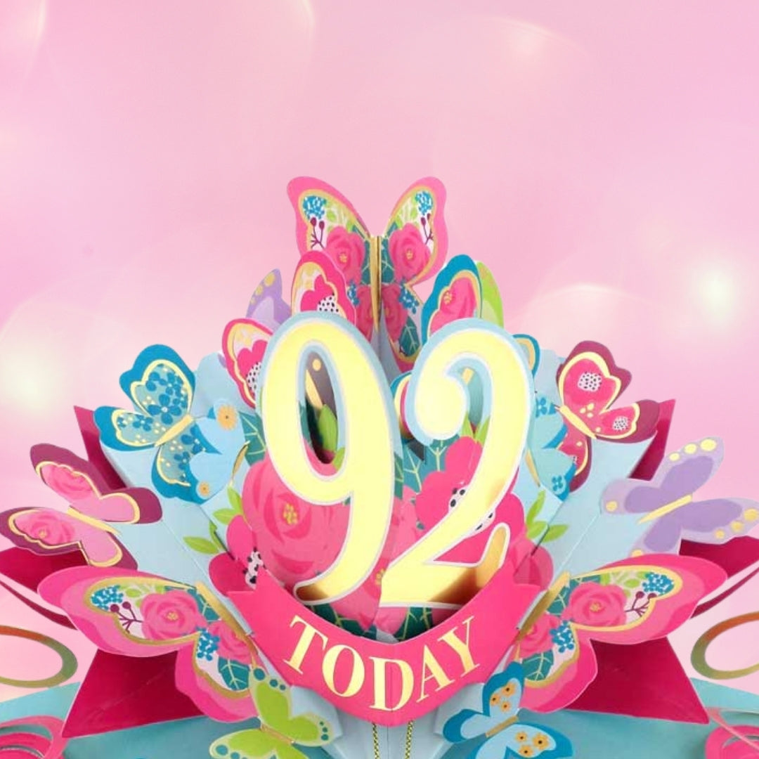 92 Today Happy 92nd Birthday Pop Up Greeting Card