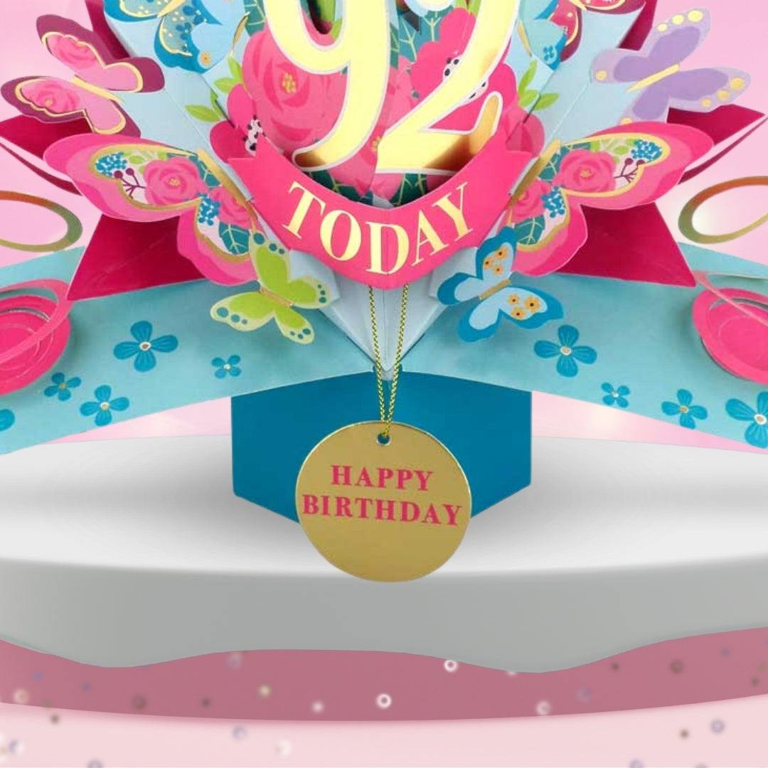 92 Today Happy 92nd Birthday Pop Up Greeting Card