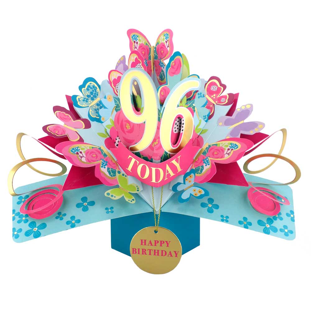 96 Today Happy 96th Birthday Pop Up Greeting Card