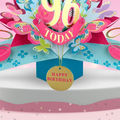 96 Today Happy 96th Birthday Pop Up Greeting Card