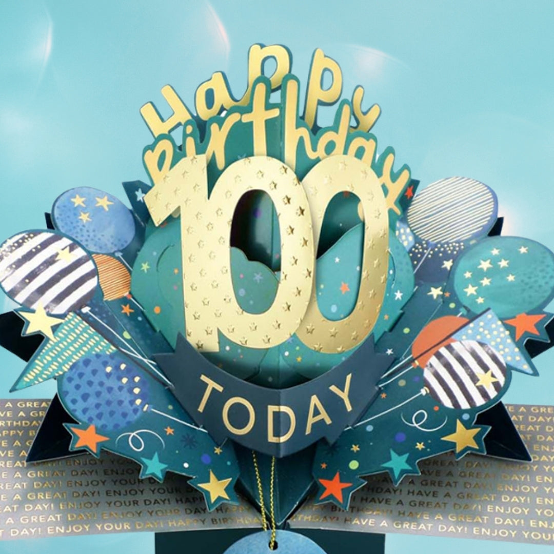 100 Today Happy 100th Birthday Pop Up Greeting Card