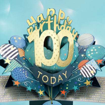 100 Today Happy 100th Birthday Pop Up Greeting Card