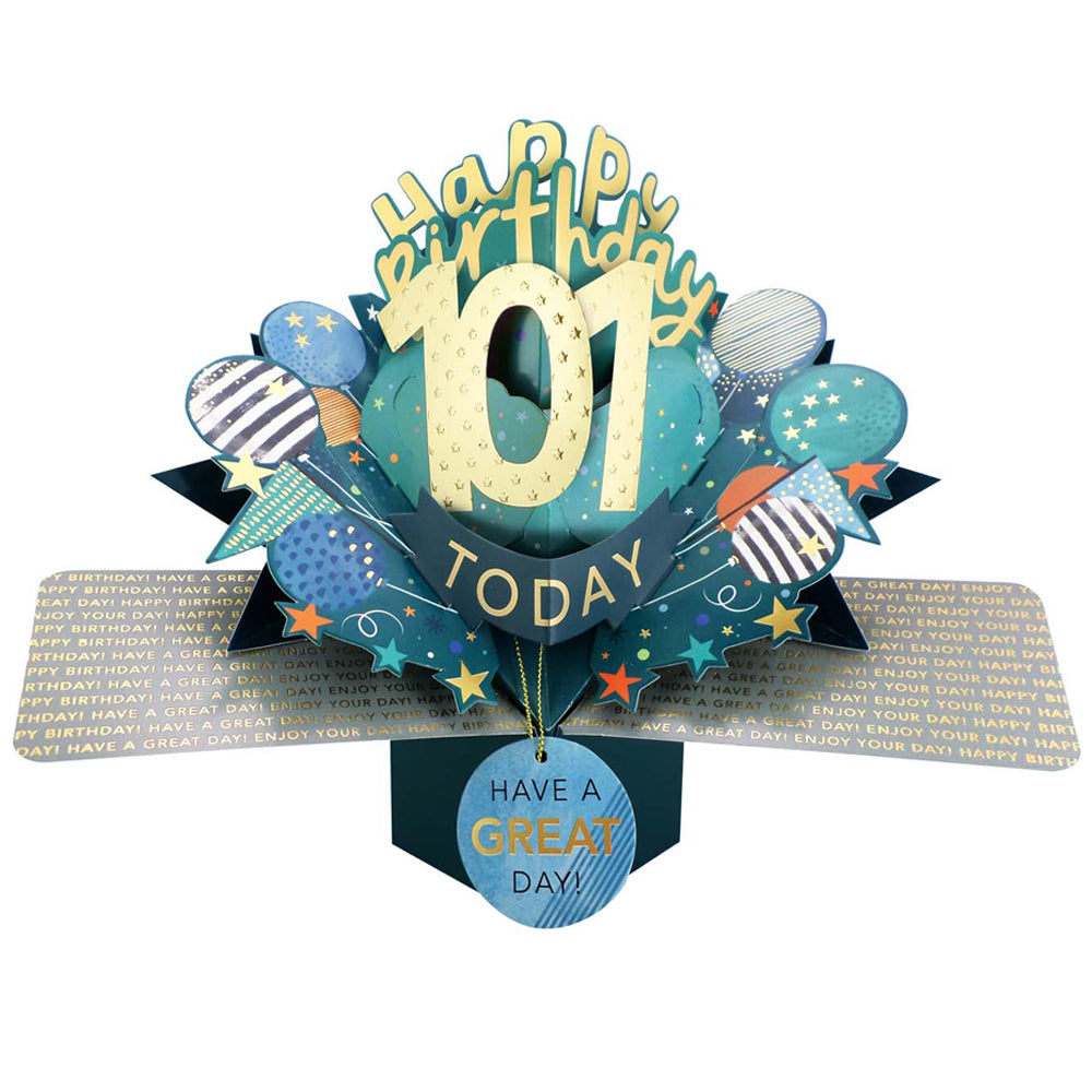 10 To 109' Happy 'Any Age' Birthday Today Pop Up Greeting Card