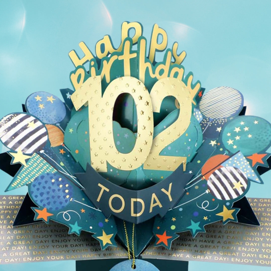 102 Today Happy 102nd Birthday Pop Up Greeting Card