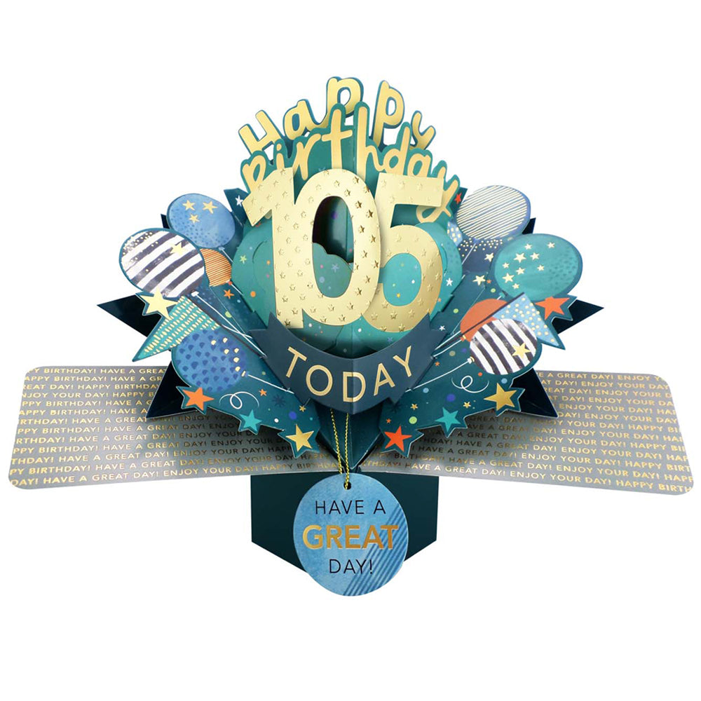 10 To 109' Happy 'Any Age' Birthday Today Pop Up Greeting Card
