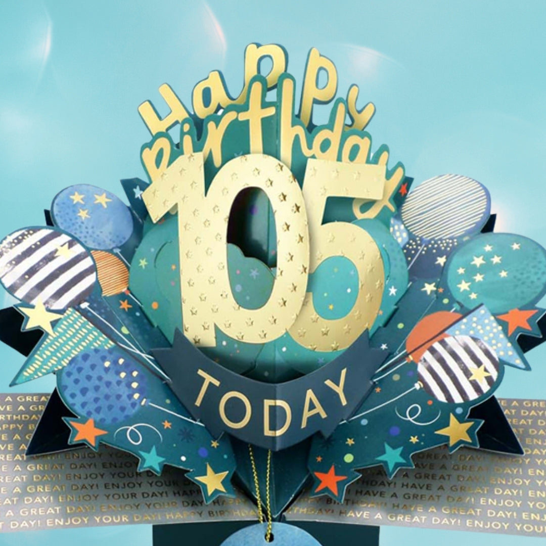 105 Today Happy 105th Birthday Pop Up Greeting Card