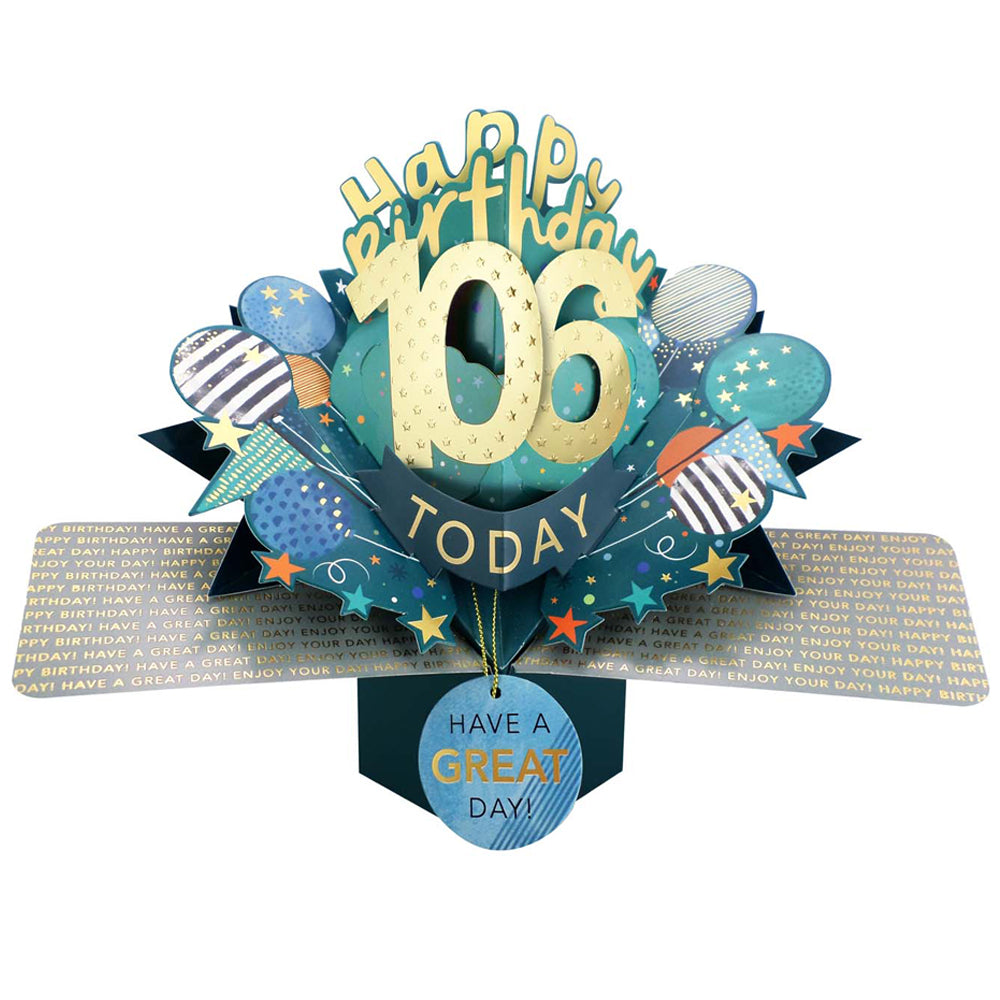 10 To 109' Happy 'Any Age' Birthday Today Pop Up Greeting Card