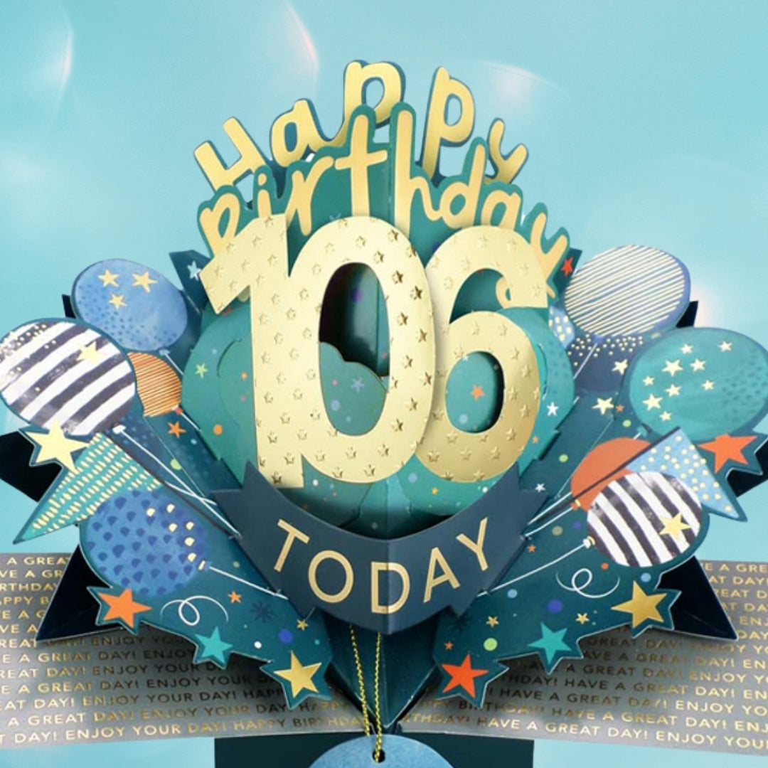 106 Today Happy 106th Birthday Pop Up Greeting Card