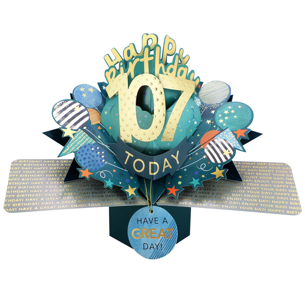 107 Today Happy 107th Birthday Pop Up Greeting Card