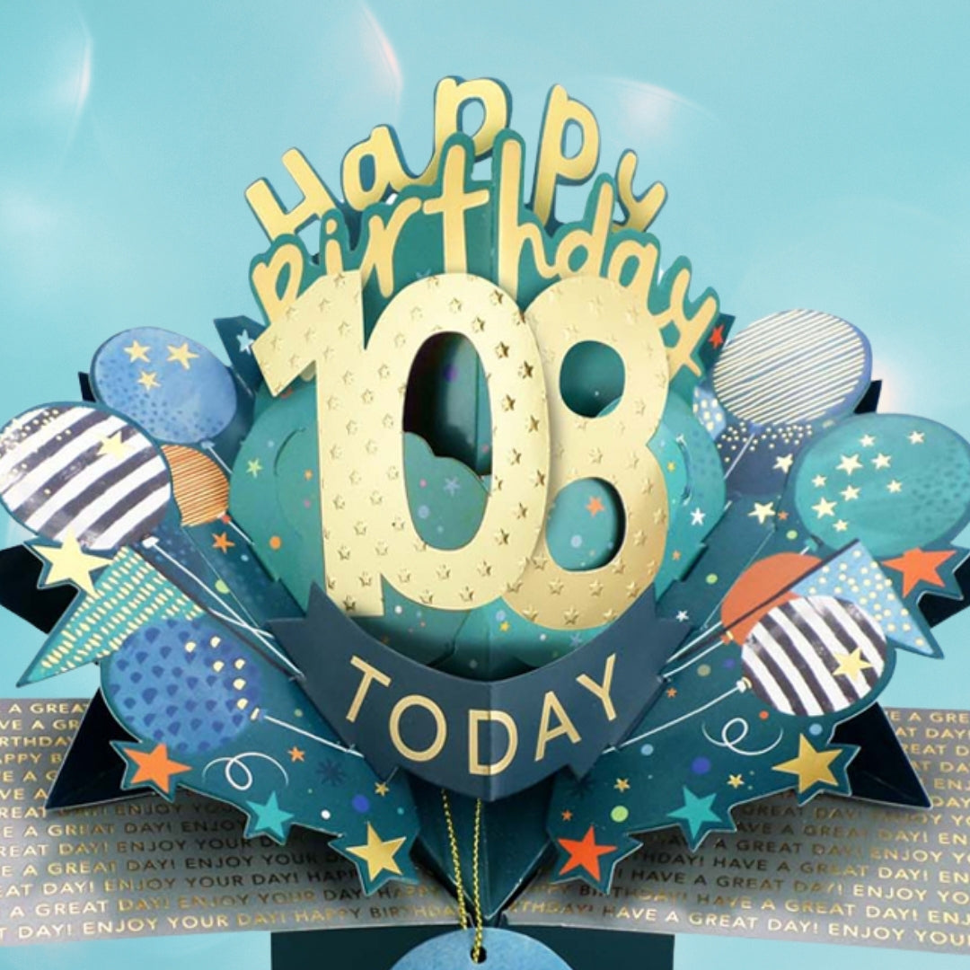 108 Today Happy 108th Birthday Pop Up Greeting Card