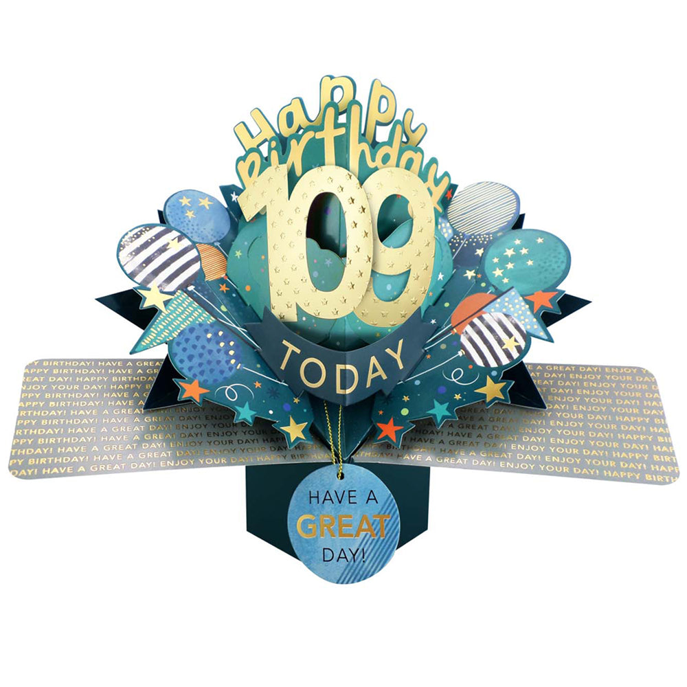 10 To 109' Happy 'Any Age' Birthday Today Pop Up Greeting Card