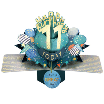 10 To 109' Happy 'Any Age' Birthday Today Pop Up Greeting Card