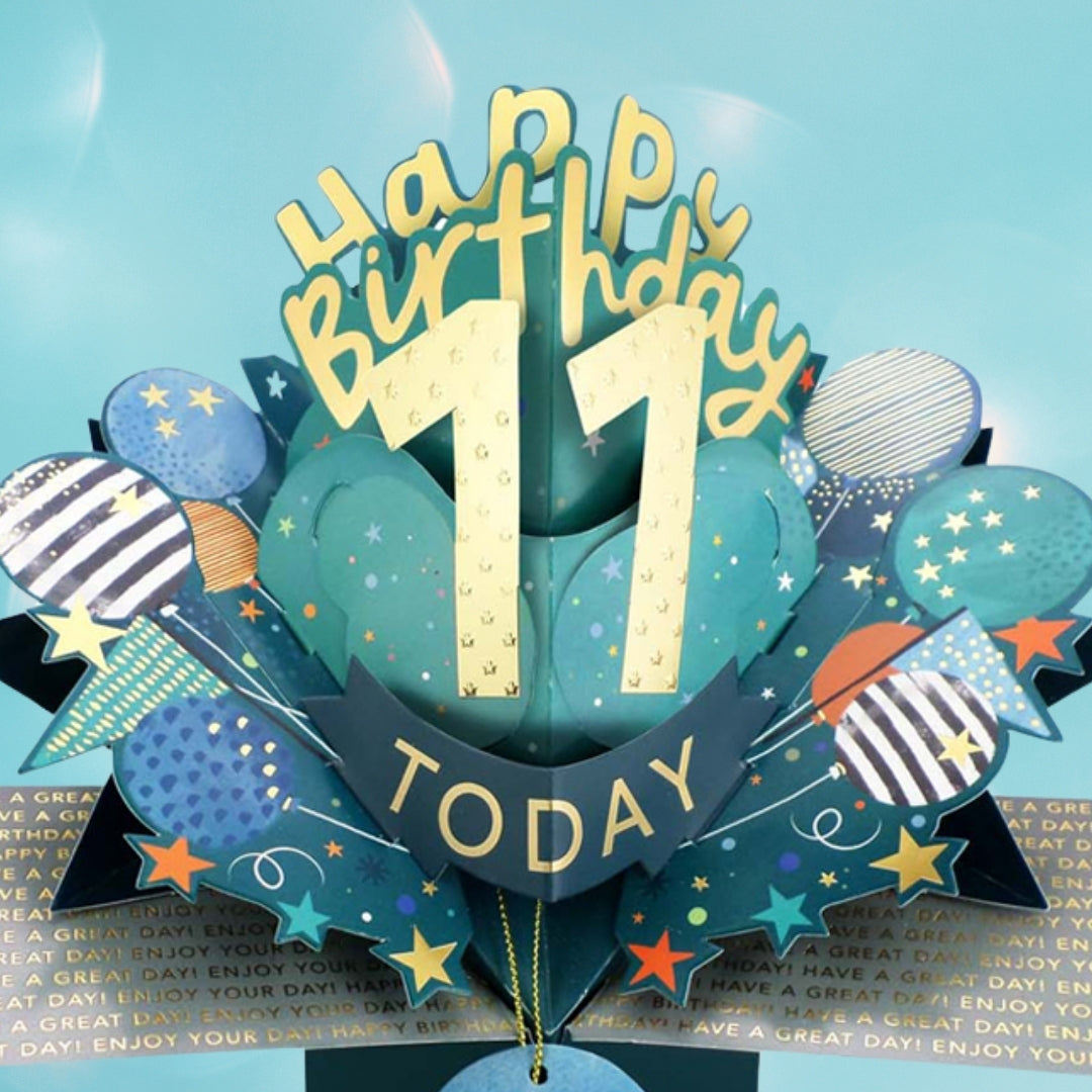 11 Today Happy 11th Birthday Pop Up Greeting Card