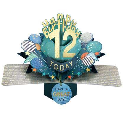 12 Today Happy 12th Birthday Pop Up Greeting Card
