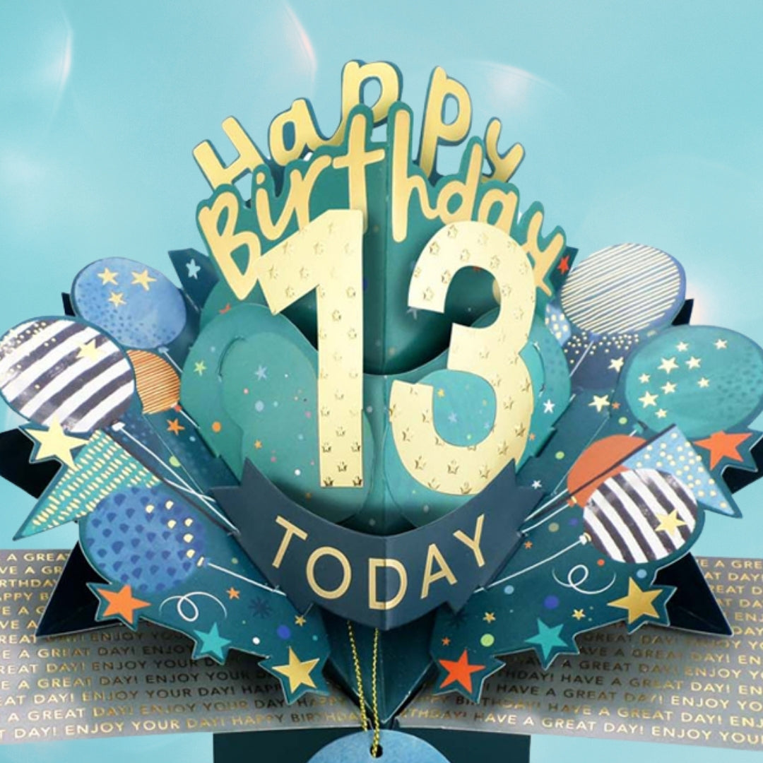 13 Today Happy 13th Birthday Pop Up Greeting Card