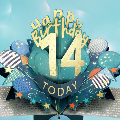14 Today Happy 14th Birthday Pop Up Greeting Card