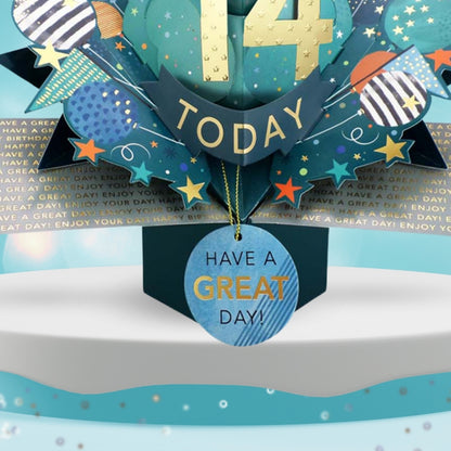 14 Today Happy 14th Birthday Pop Up Greeting Card