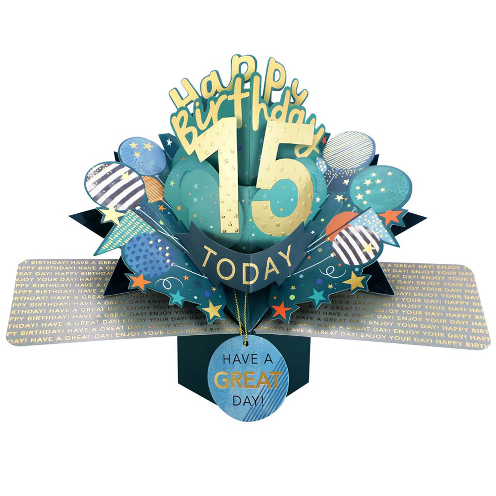 15 Today Happy 15th Birthday Pop Up Greeting Card