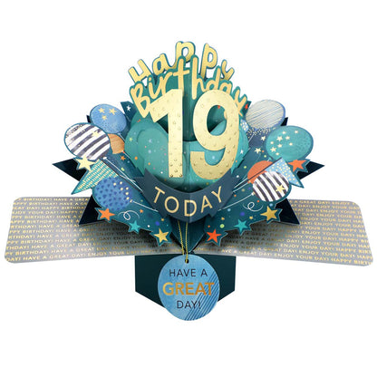 19 Today Happy 19th Birthday Pop Up Greeting Card