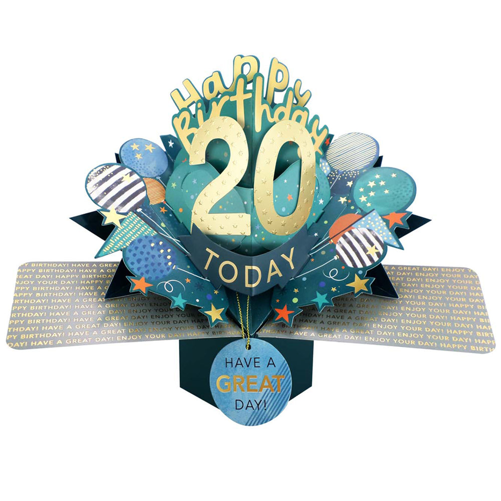 20 Today Happy 20th Birthday Pop Up Greeting Card