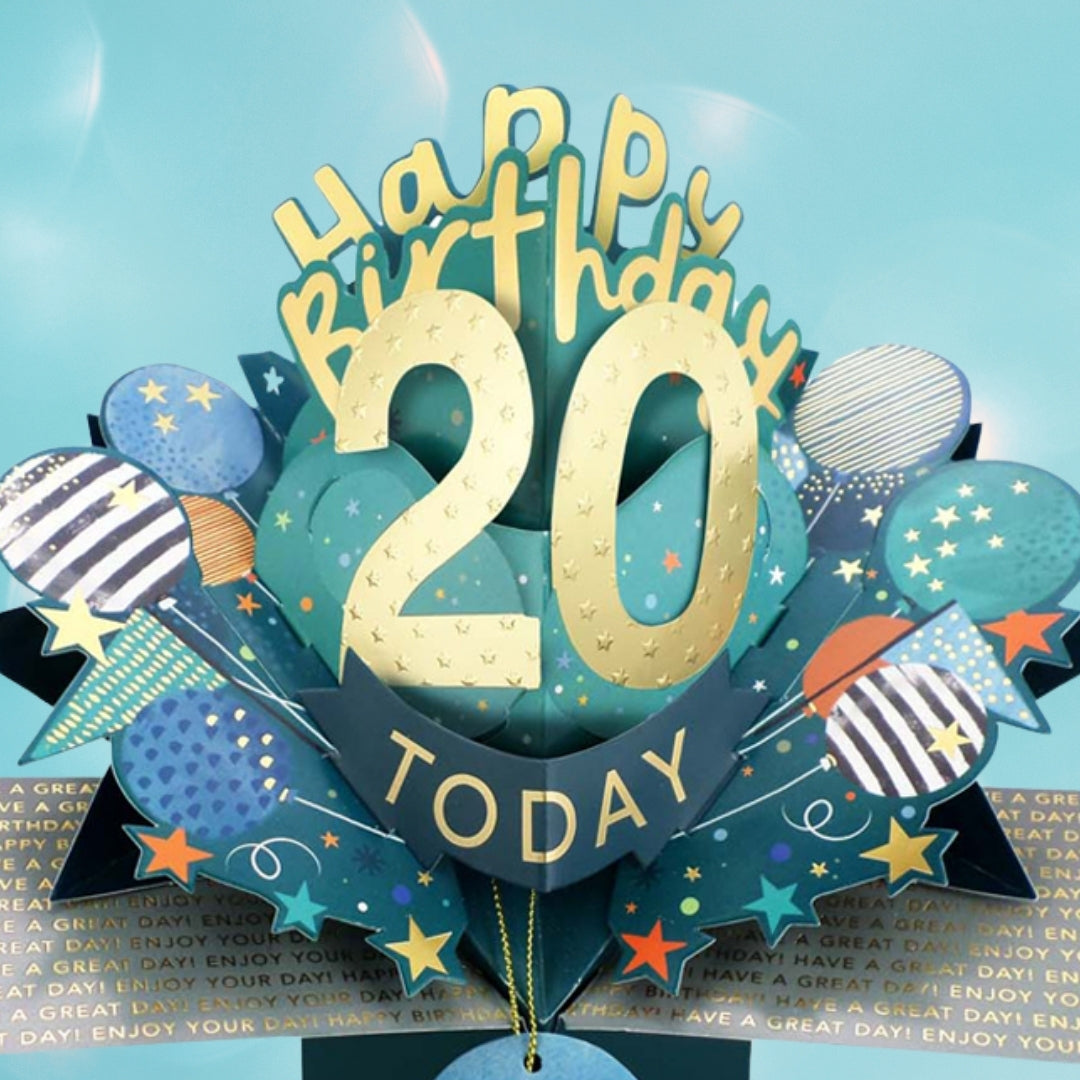20 Today Happy 20th Birthday Pop Up Greeting Card