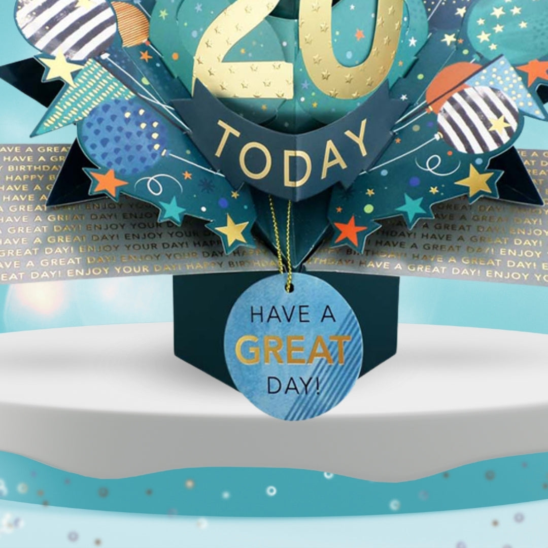 20 Today Happy 20th Birthday Pop Up Greeting Card