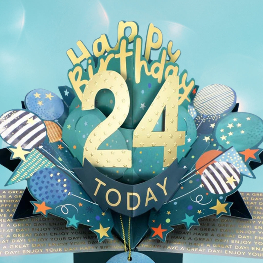 24 Today Happy 24th Birthday Pop Up Greeting Card