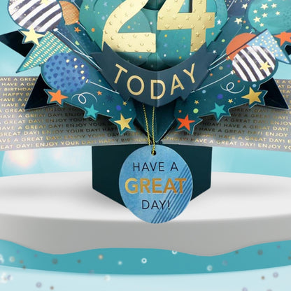 24 Today Happy 24th Birthday Pop Up Greeting Card