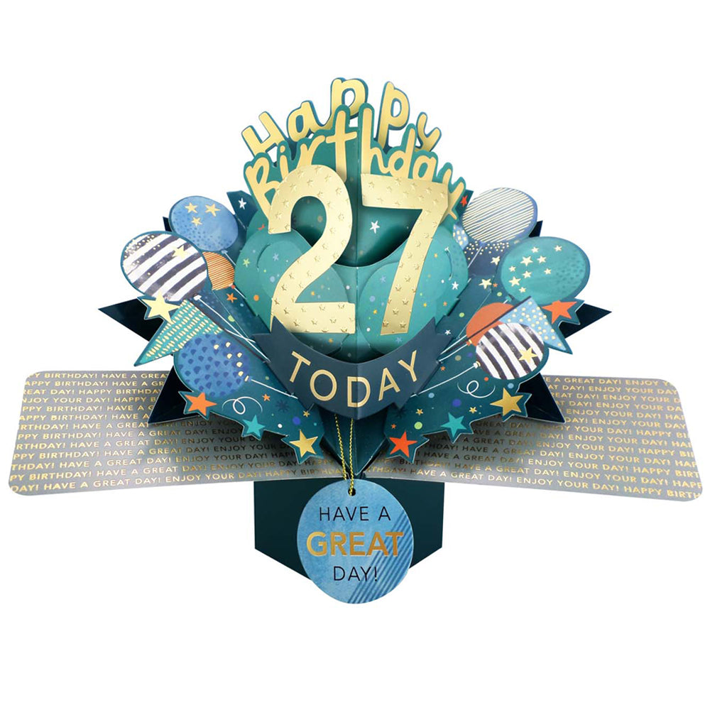 27 Today Happy 27th Birthday Pop Up Greeting Card