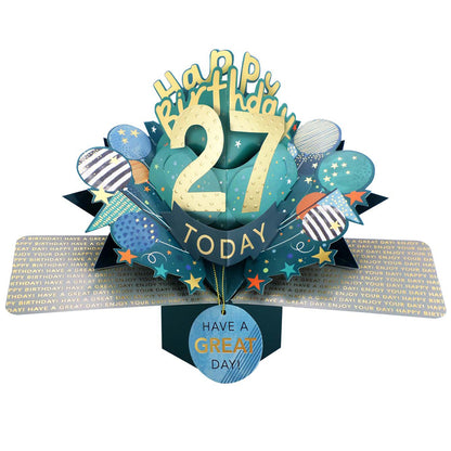 27 Today Happy 27th Birthday Pop Up Greeting Card