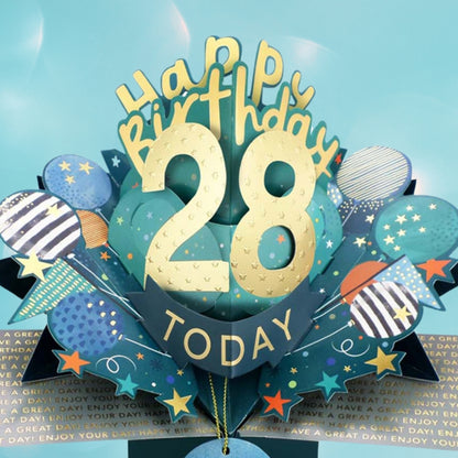 28 Today Happy 28th Birthday Pop Up Greeting Card