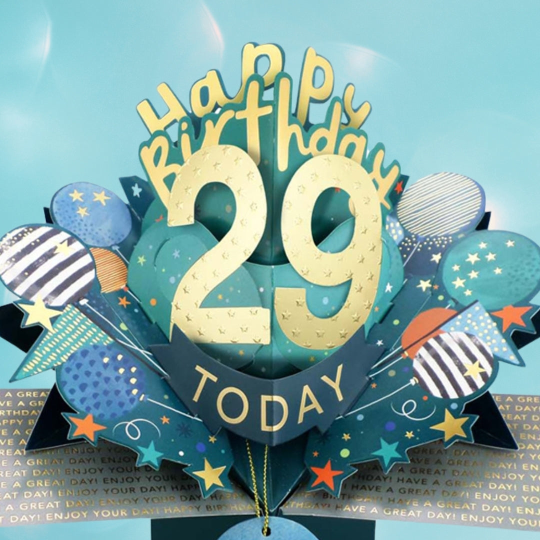 29 Today Happy 29th Birthday Pop Up Greeting Card
