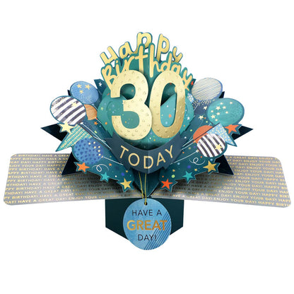 30 Today Happy 30th Birthday Pop Up Greeting Card