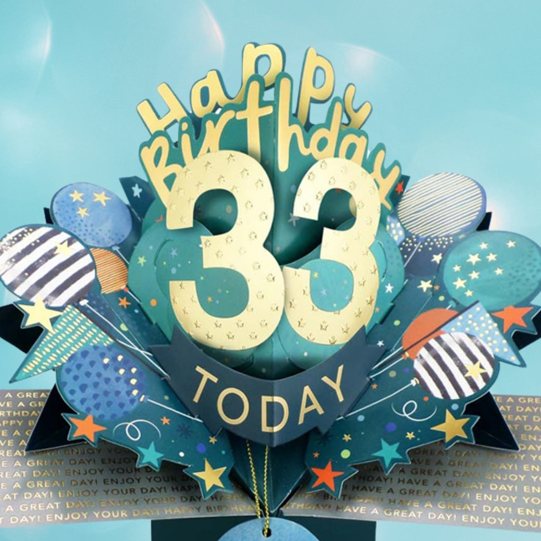 33 Today Happy 33rd Birthday Pop Up Greeting Card
