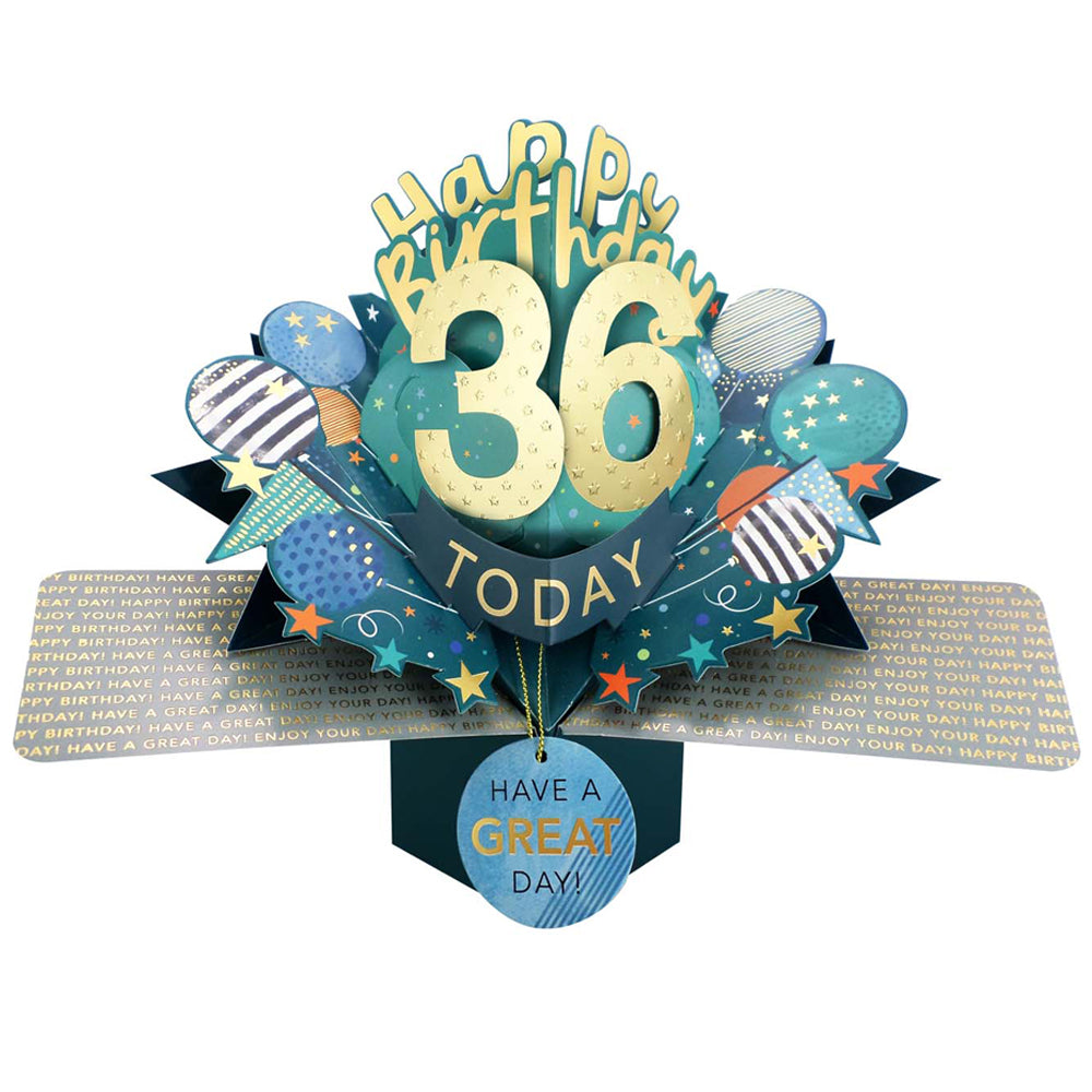 36 Today Happy 36th Birthday Pop Up Greeting Card