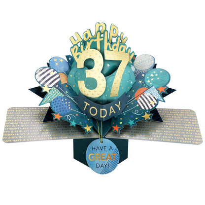37 Today Happy 37th Birthday Pop Up Greeting Card