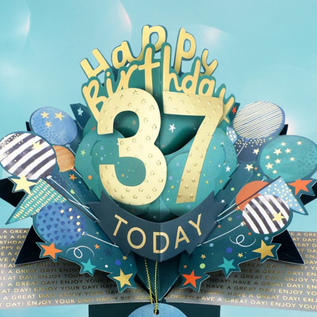 37 Today Happy 37th Birthday Pop Up Greeting Card