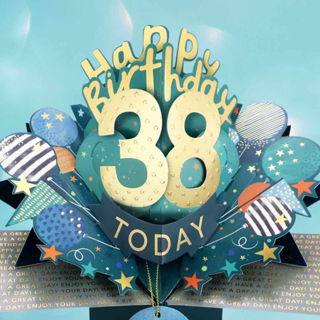 38 Today Happy 38th Birthday Pop Up Greeting Card